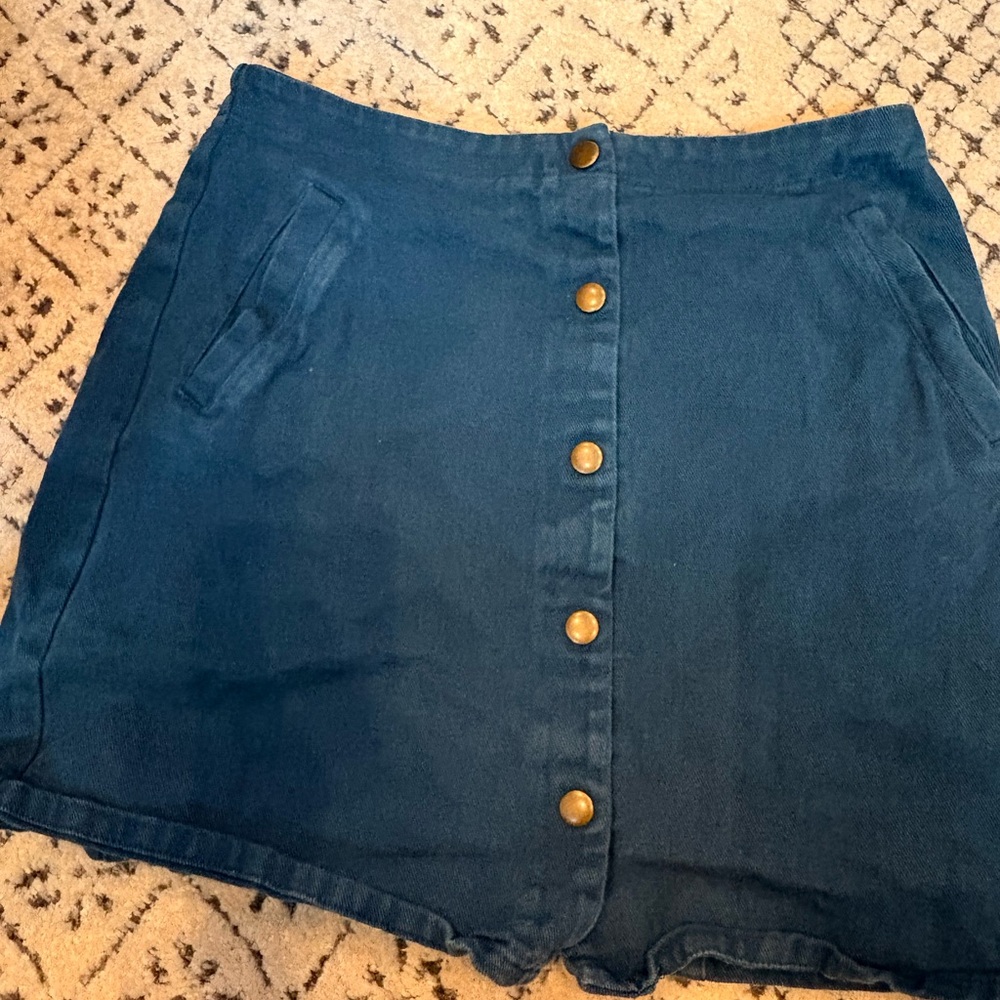 miami Button-Front A-Line Skirt in Navy